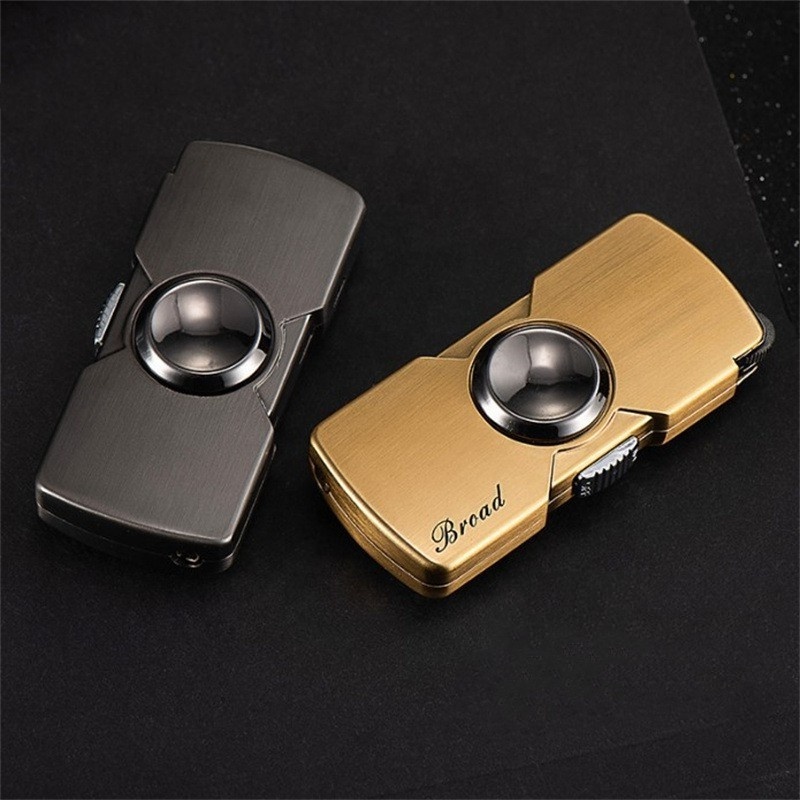 Mini Fidget Spinner Lighter Grinding Wheel Metal Lighter Boutique Windproof Finger Toy Gift Lighter