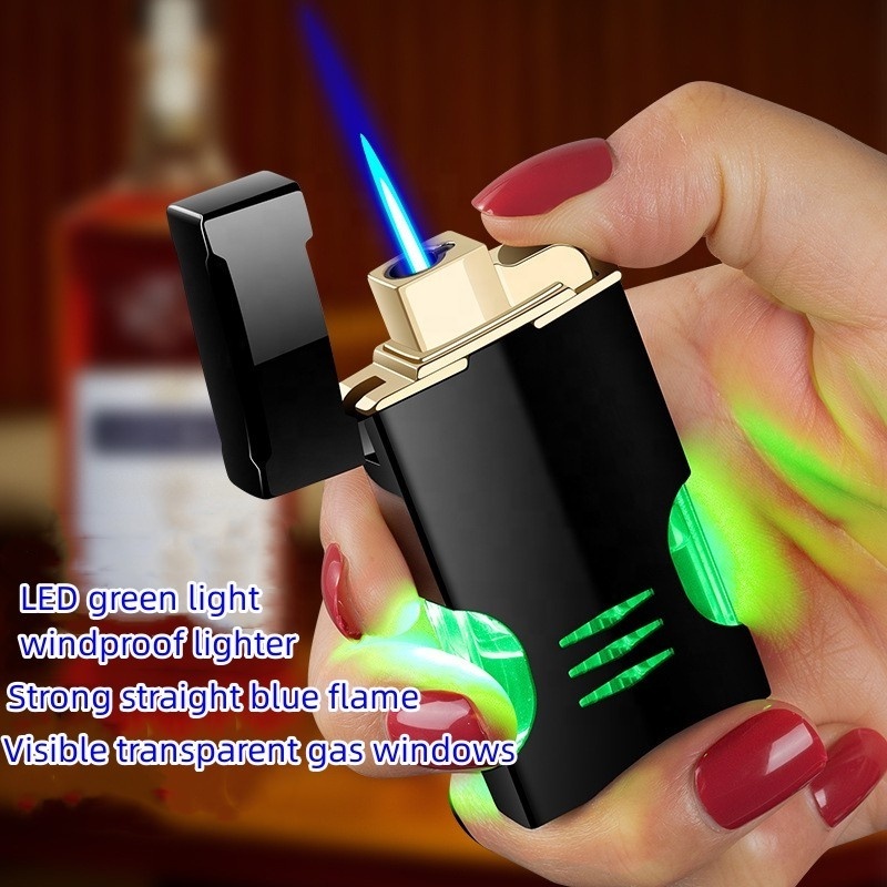 Personality Creative Lighter With LED Light Windproof Direct Gas Lighter Advertising Gift Lettering Promotional Lighter