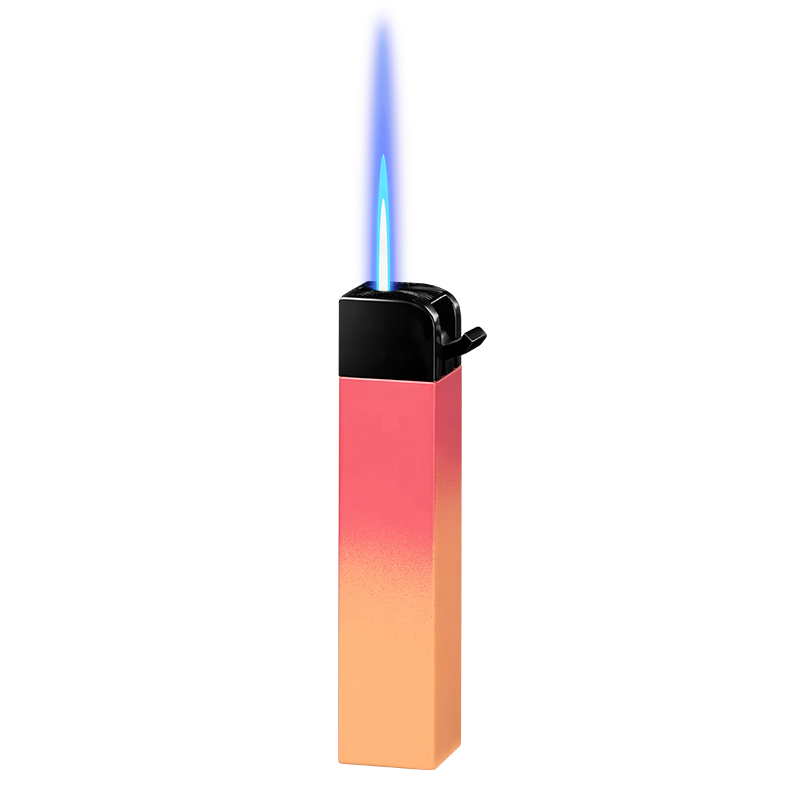 Personality Gradient Lighter Windproof Direct Impact Blue Flame Lighter Transparent Visible Air Compartment Mini Lighter