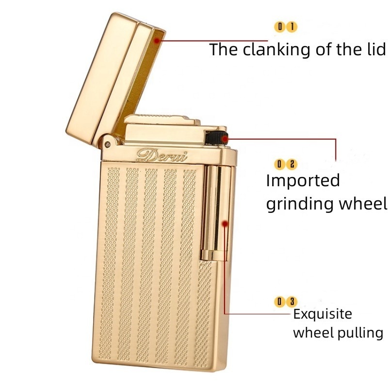 Wholesale Metal High-grade Open Flame Lighter Retro Gold Optional Gift Can Be Engraved Lighter Grinding Wheel Lighter