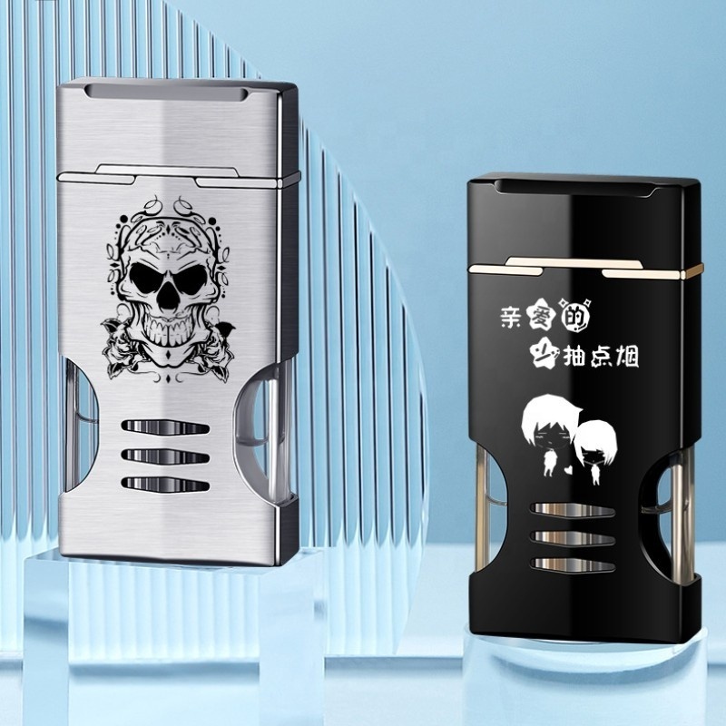 Personality Creative Lighter With LED Light Windproof Direct Gas Lighter Advertising Gift Lettering Promotional Lighter