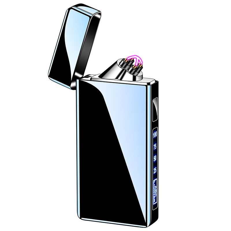 Customizable Double Arc Metal Windproof Lighter Strong Pulse Cigarette Lighter Personalized Gift USB Recharge Lighter