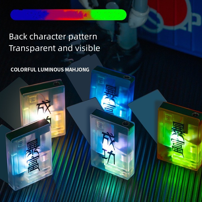 Creative Luminous Gas Transparent Luminous Mahjong lighter Dazzling Flashing Lights Windproof Green Flame Lighter