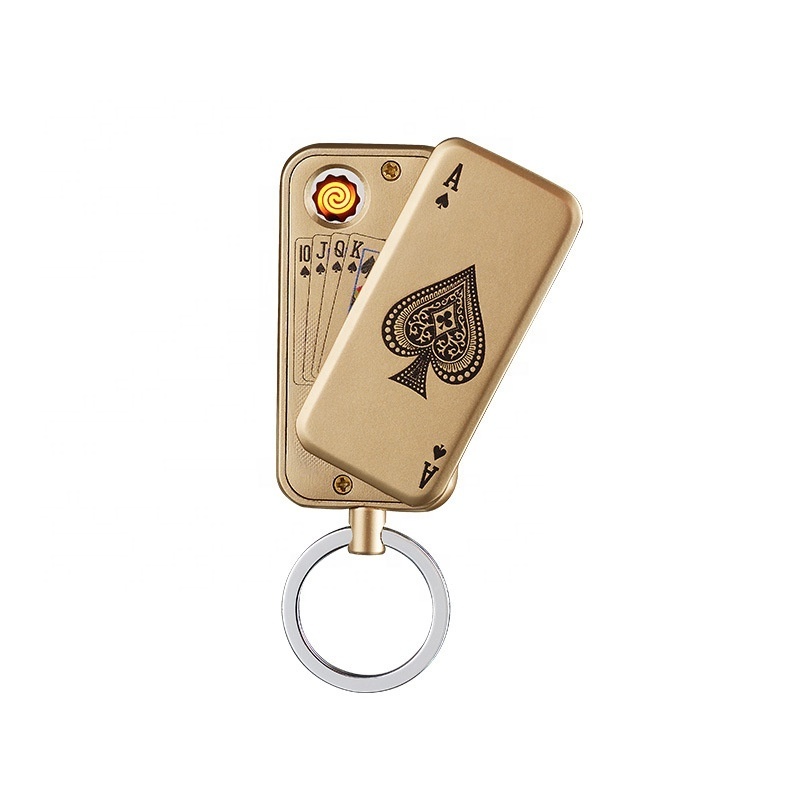 Creative Personality Mahjong Poker Keychain Pendant USB Charging Lighter Cigarette Lighter