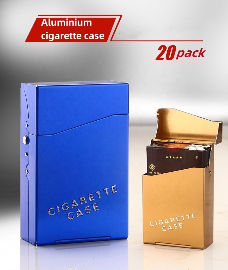 Wholesale Twenty New Aluminum Alloy Thick Cigarette Case Large Capacity Pressure And Moisture-Proof Portable Cigarette Case