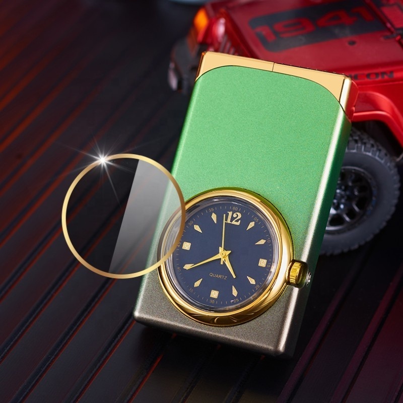 Wholesale Magic double fire lighter Personality Creative metal inflatable watch clock lighter fashionable men's gift