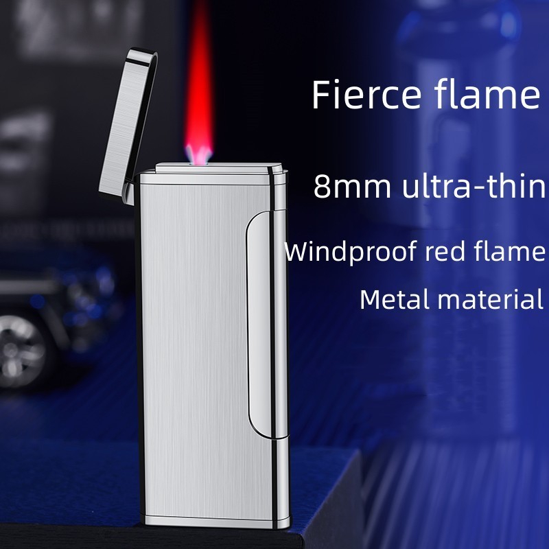 Customized Pattern Small Torch Jet Red Flame Lighter Metal Direct Impact Blue Flame Windproof Lighter