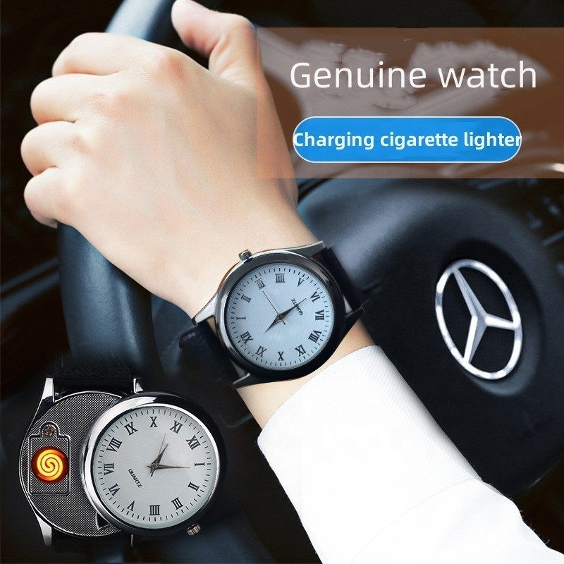 Watch Can Travel Dual-use Multi-function Wire Charging Lighter Electronic Cigarette Lighter Men's Watch Lighter