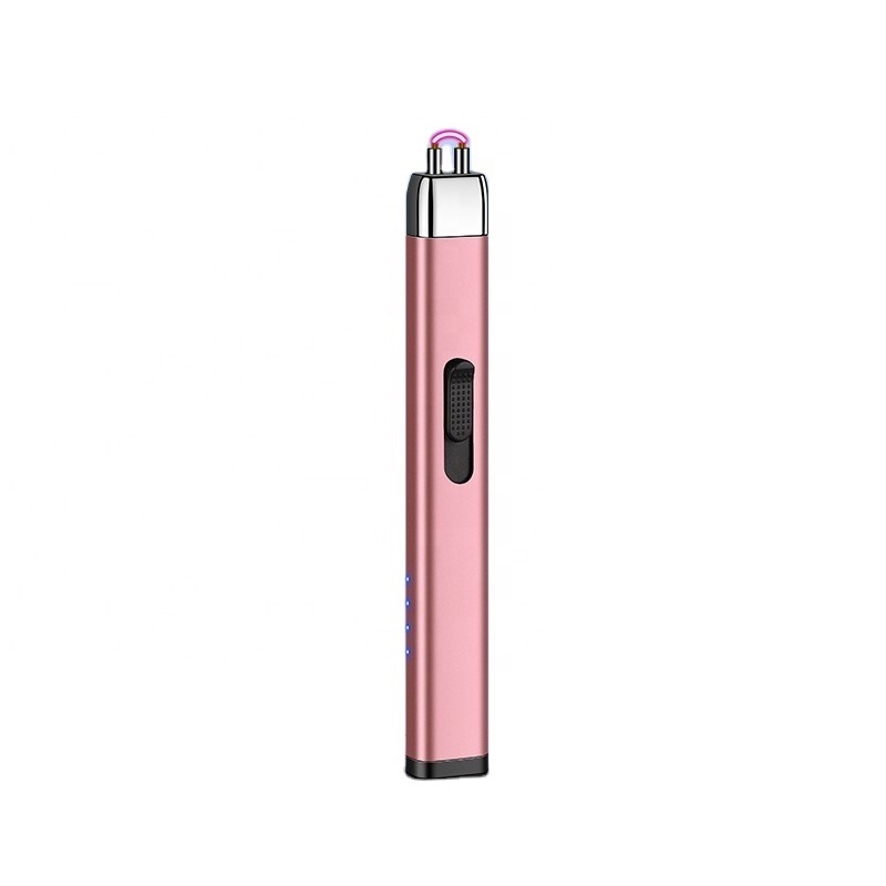 Rose Gold Candle Lighter Electric Plasma Arc Rechargeable USB Flameless Lighter Long For BBQ Home Camping Lighter