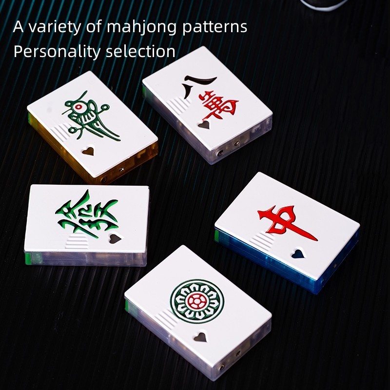 Creative Luminous Gas Transparent Luminous Mahjong lighter Dazzling Flashing Lights Windproof Green Flame Lighter