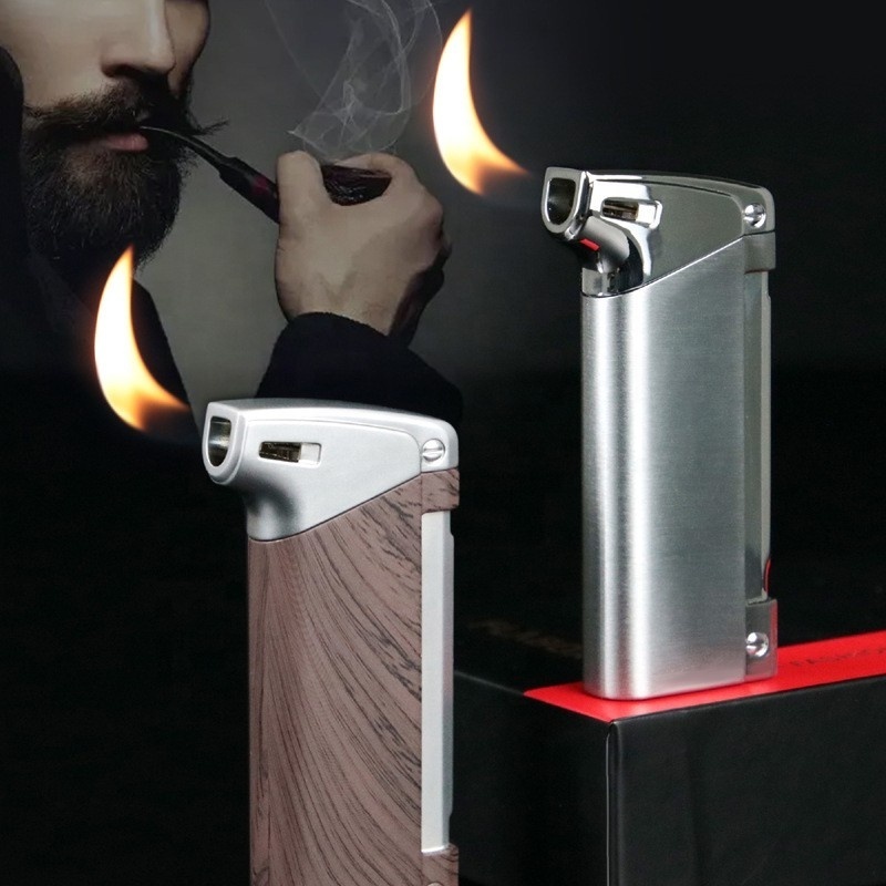 Wholesale Single Jet Flame Lighter Custom Logo Cigar Lighters Classical Old Fashion Portable Metal Gas Windproof Torch Lighter