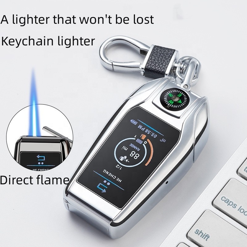 Wholesale Creative Car Key Pendant Metal Gas Lighter With Outdoor Compass Igniter Multi-function Direct Custom Lighter