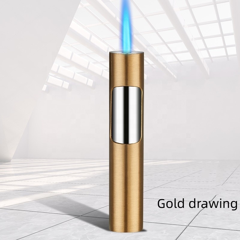 Creative Direct Metal Windproof Gas Lighter Cool Trend Male Delicate And Small Easy To Carry Personality Blue Flame Lighter