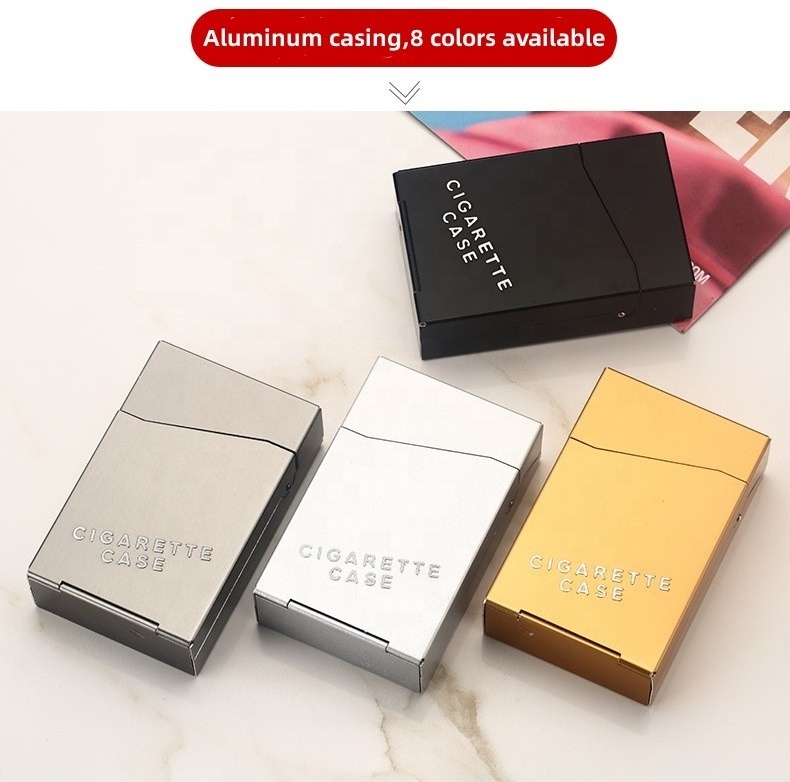 Wholesale Twenty New Aluminum Alloy Thick Cigarette Case Large Capacity Pressure And Moisture-Proof Portable Cigarette Case