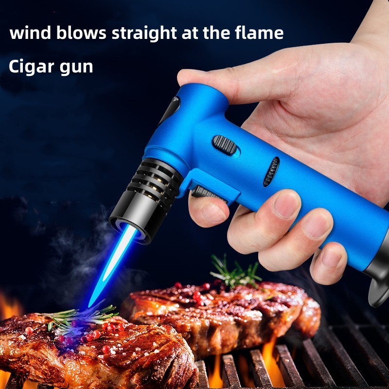 Torch Lighter Cigar Spray Gun With Safety Lock And Adjustable Neon Colors Refillable Lighter Windproof Jet Flame Lighter