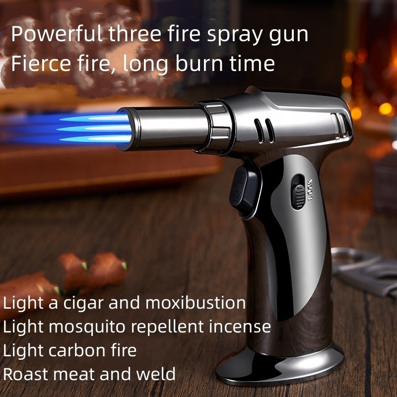 Wholesale Spray gun straight lighter moxibustion barbecue baking tools outdoor portable welding torch Lighter