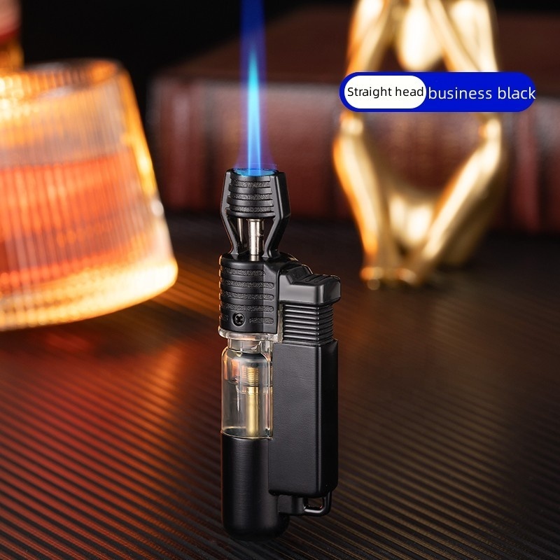 High Pressure Injection Direct Impact Lighter Windproof Visual Gas Blue Flame Welding Gun Butane Torch Lighter For Kitchen