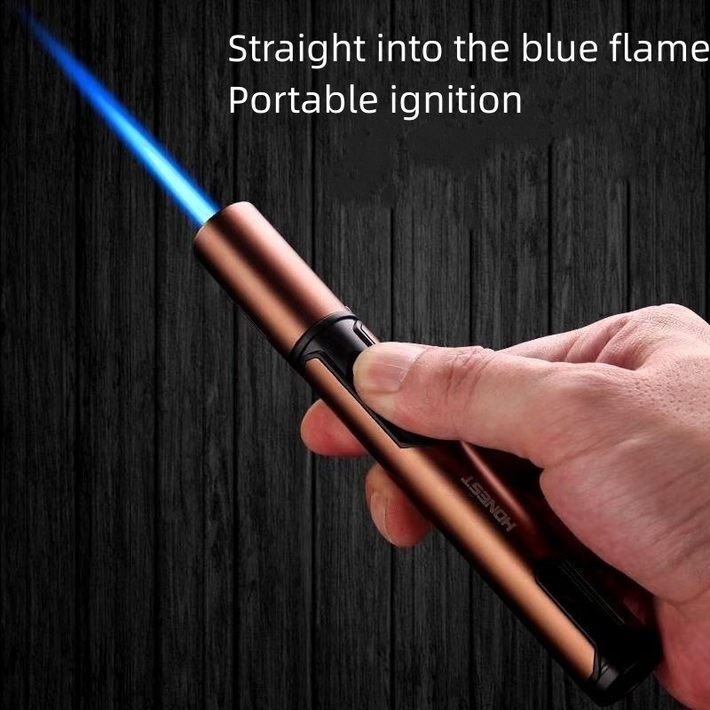 Creative Strip Windproof Direct Blast Airbrush Visible Lighter Cigar Moxa Strip Outdoor Gas Lighter Direct Blue Flame Lighter