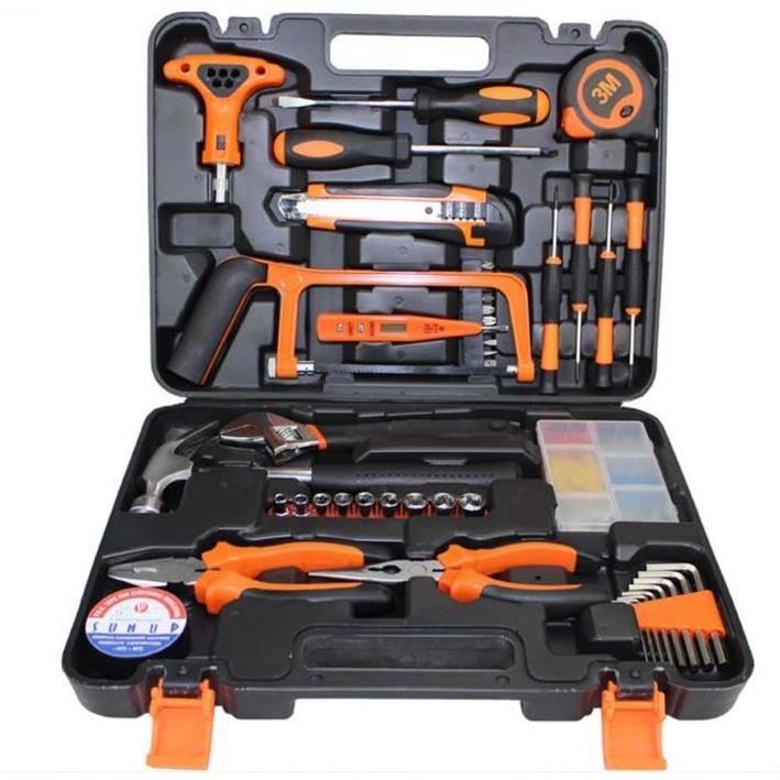 62PCS Multifunctional Portable Home Repair Kit Electrician Woodworking Tool Kit Pliers Wrench Sleeve Lithium Electric Drill Hard