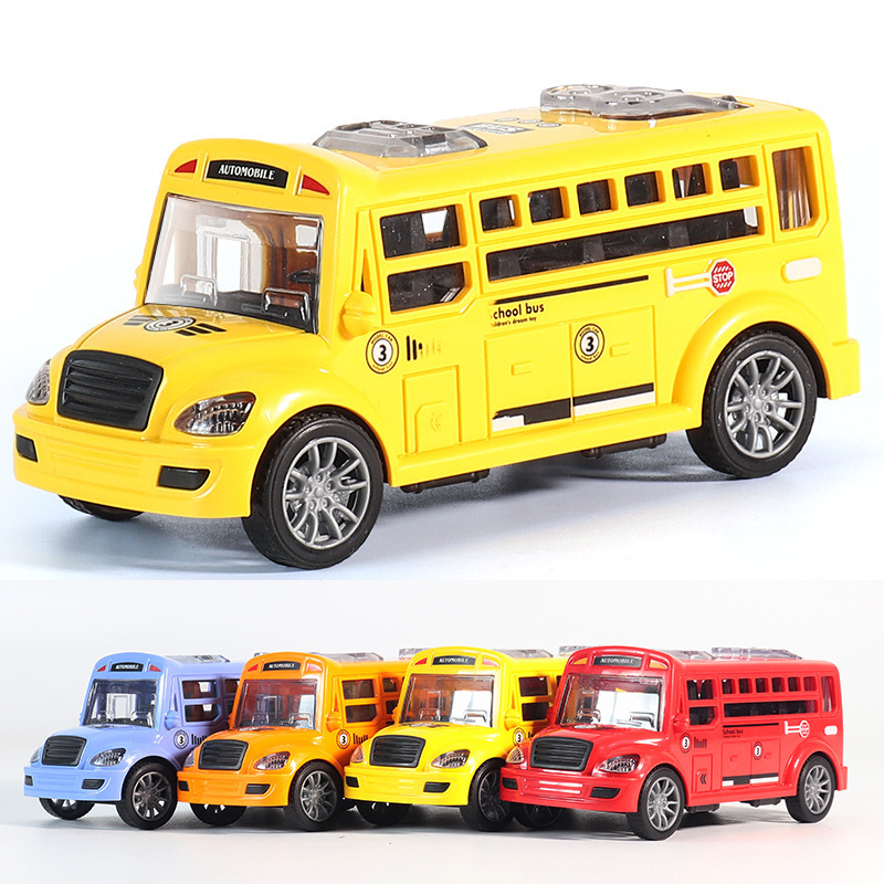 Hot sale cheap funny kids colorful plastic school bus toy wholesale educational mini school model toy bus