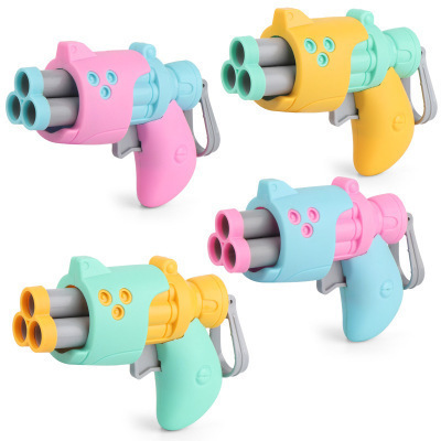 Hot Sale Cartoon Pistol Gun Toys 3pcs Safe Soft Bullet  Rotate To Change Order Launch For Kids Play Game