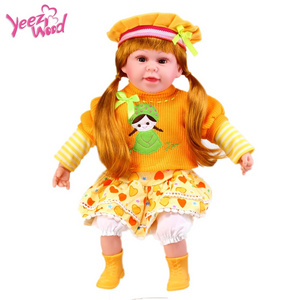 Popular 24 inch speak Spanish interactive blink eyes when touch body silicone Plush vinyl Baby function Dolls