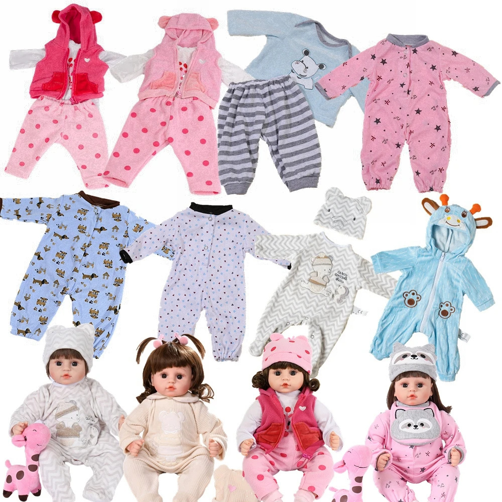 45cm Baby Doll Clothes Suits Fit Baby Doll 18 Inch Reborn  Clothes Accessories Clothes Suit For Generation Doll