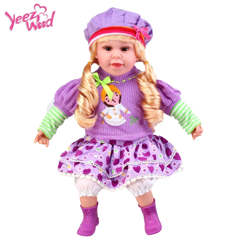 Popular 24 inch speak Spanish interactive blink eyes when touch body silicone Plush vinyl Baby function Dolls