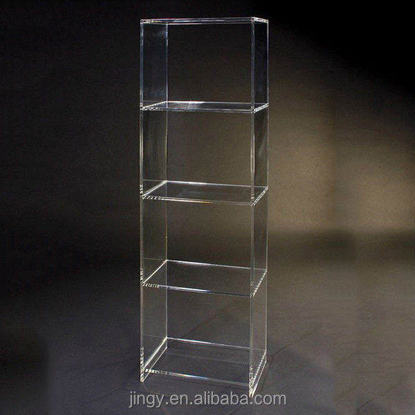 Factory custom clear floor pmma plexiglass 4 tier clear acrylic display with 4 shelves for shoes acrylic tier display stand