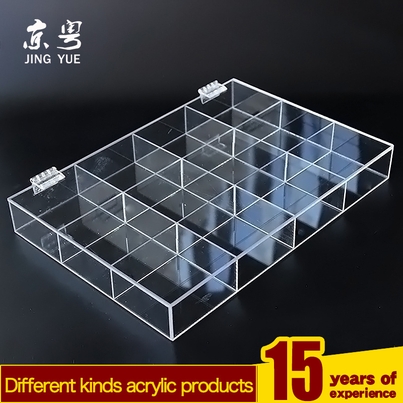 Custom clear pmma plexiglass plastic acrylic divided box with 12 compartments acrylic compartment box for jewelry/candy/cosmetic