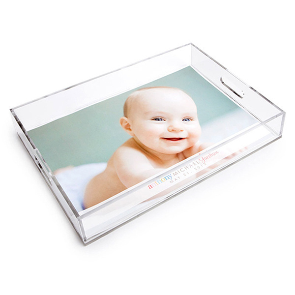 Custom new bar hotel store shop clear pmma plexiglass acrylic food fruit serving plate tray with paper acrylic tray with insert