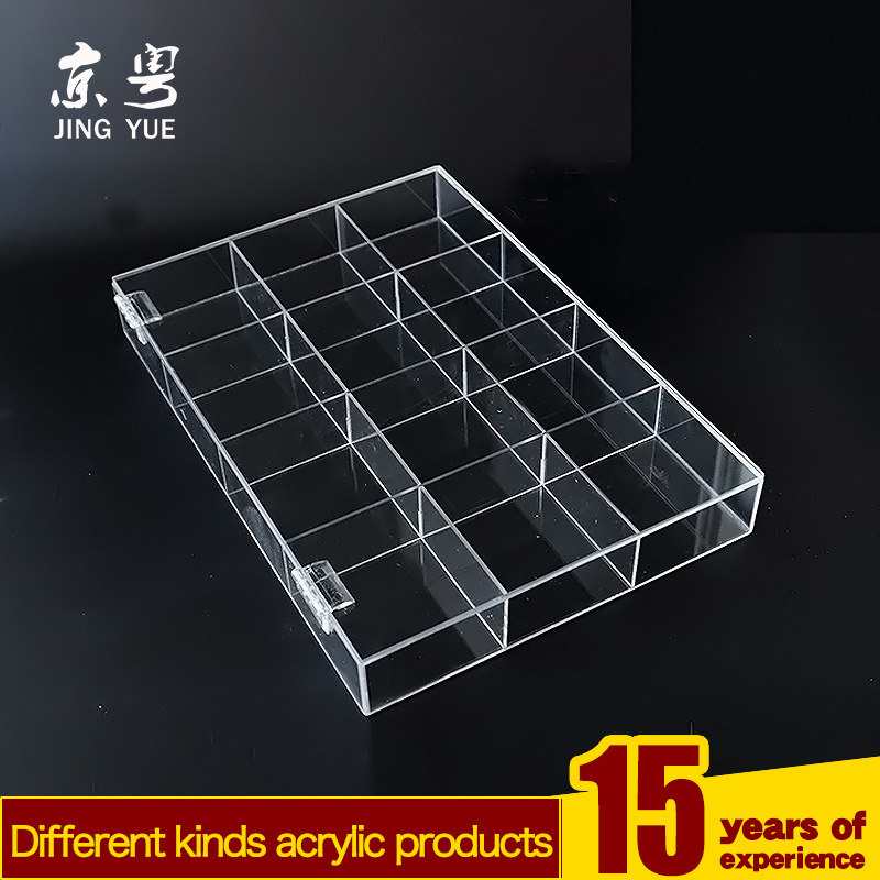 Custom clear pmma plexiglass plastic acrylic divided box with 12 compartments acrylic compartment box for jewelry/candy/cosmetic