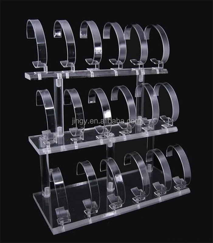 new design pmma plexiglass watches counter display black acrylic display stand for watches