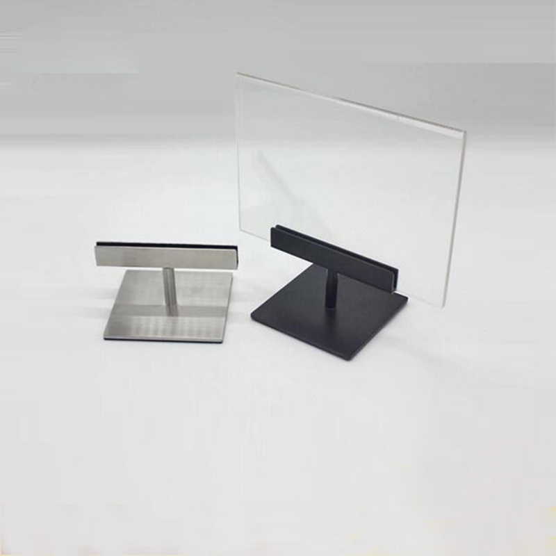 Factory custom silver A3 A4 A5 stainless steel metal number table stand menu holder metal menu card holder for wedding