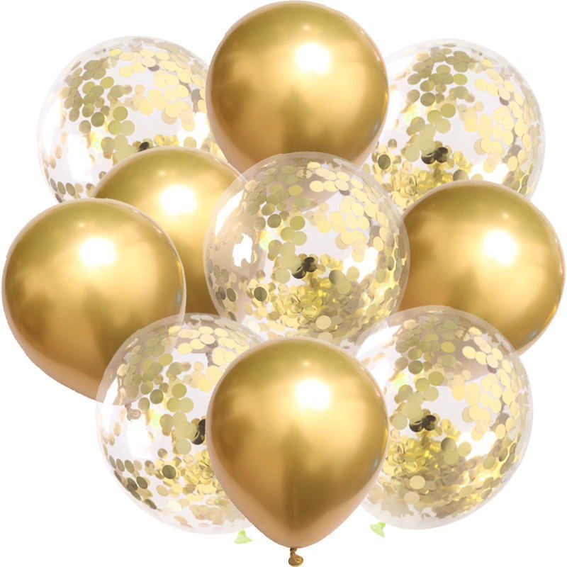 10pc Confetti Balloons Chrome Balon Metallic Latex Balao Transparent Helium Ballon Birthday Party Wedding Decoration Balloon