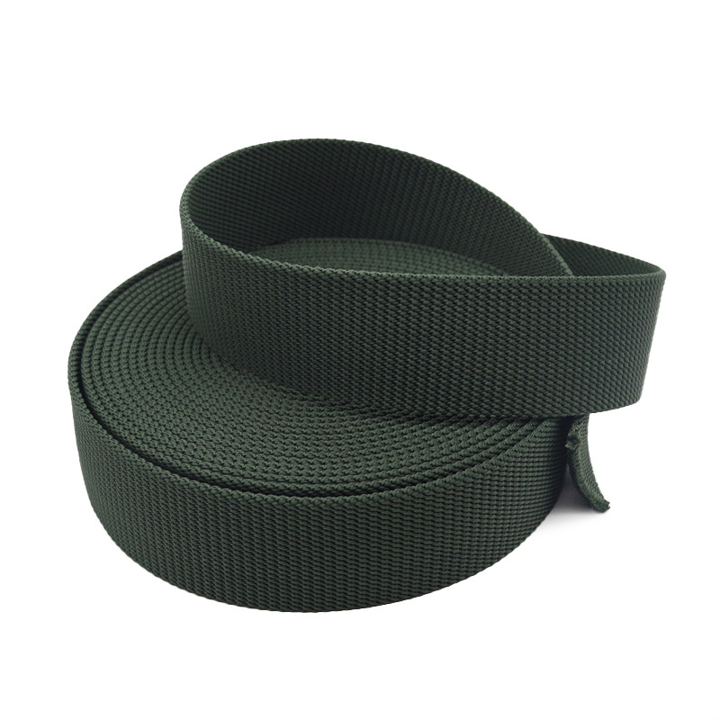 Customized 20mm 25mm 38mm 50mm colored polypropylene PP webbing tape green black strap for bags