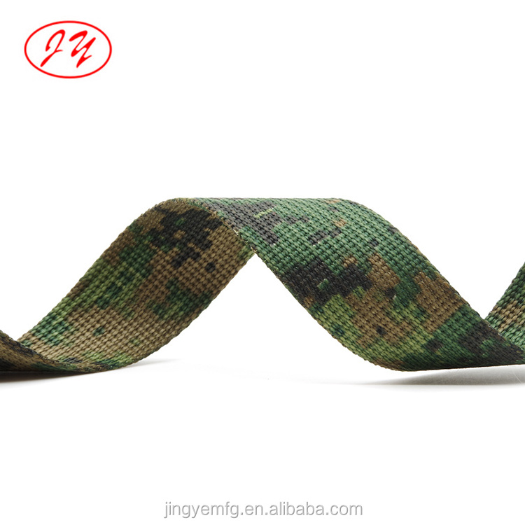 Custom 1 inch 25 mm 50mm web band jungle camouflage webbing for tactical gear