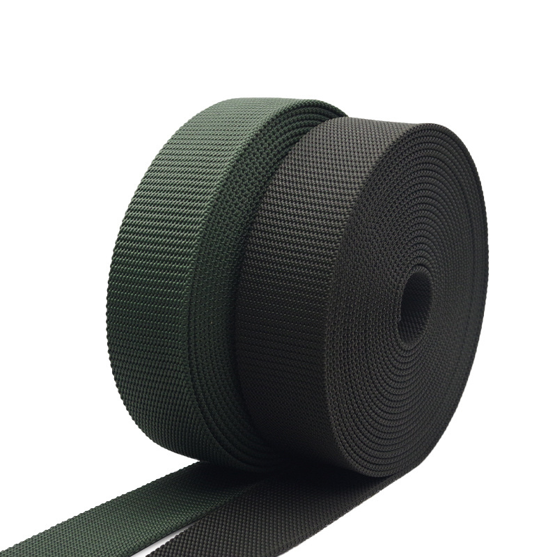 Customized 20mm 25mm 38mm 50mm colored polypropylene PP webbing tape green black strap for bags