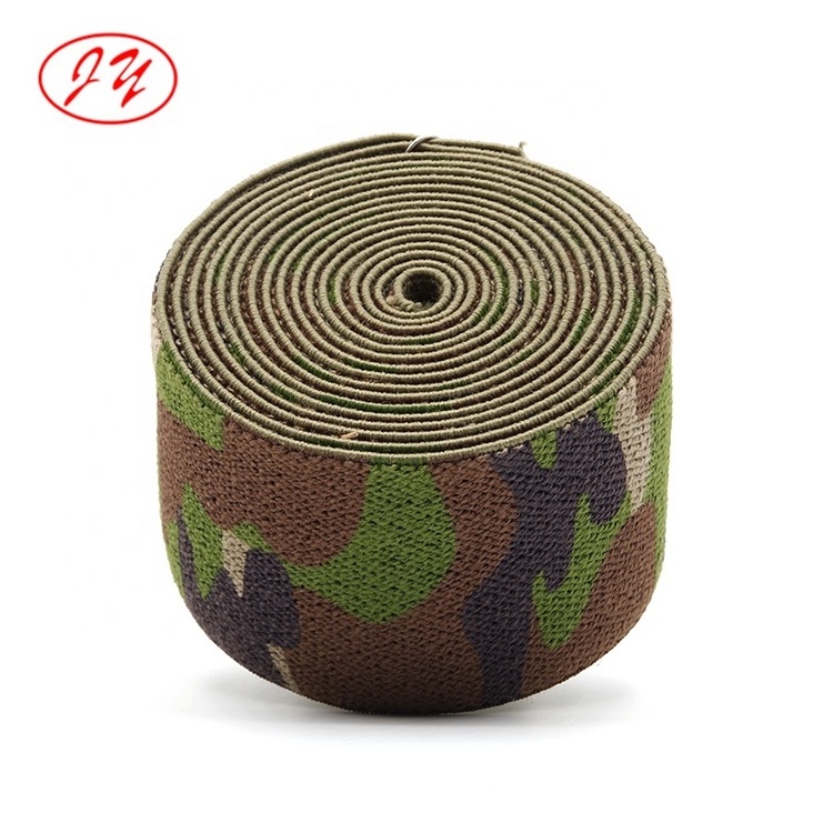 50mm Polyester-Cotton Elastic Webbing Soft Mil Camouflage Jacquard Elastic Band