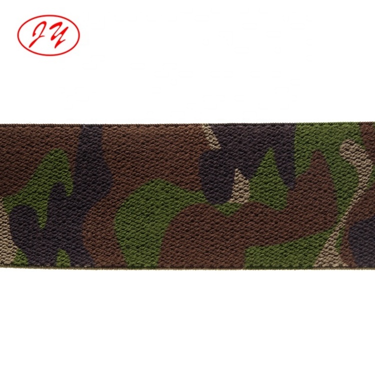 50mm Polyester-Cotton Elastic Webbing Soft Mil Camouflage Jacquard Elastic Band