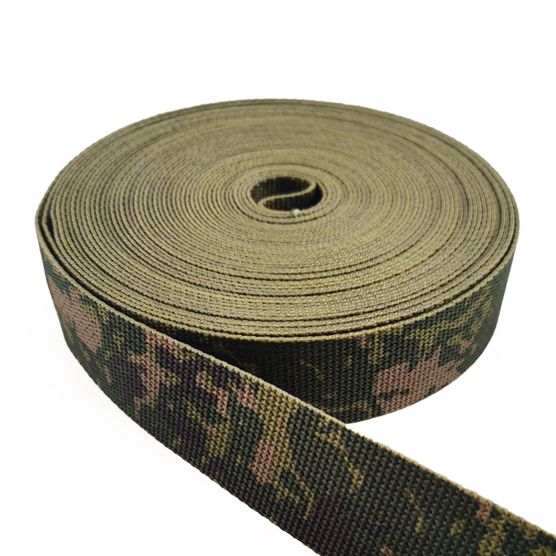 Custom 1 inch 25 mm 50mm web band jungle camouflage webbing for tactical gear