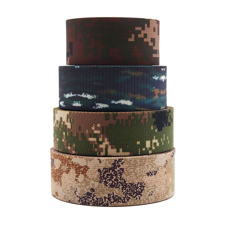 Custom 1 inch 25 mm 50mm web band jungle camouflage webbing for tactical gear