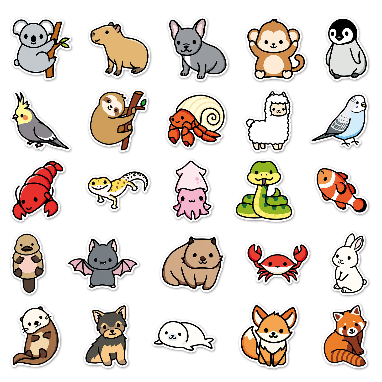 100Pcs Cartoon Animals Cute DIY Trendy Decorative Stickers Ins Luggage Scooter Refrigerator Stickers