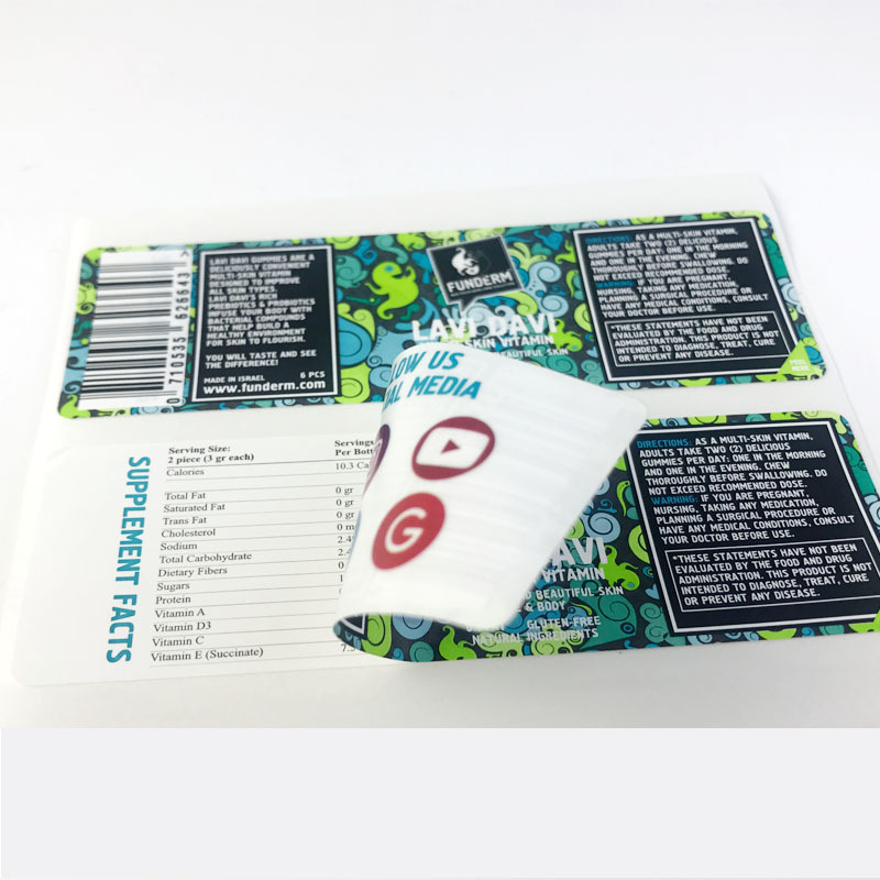 Custom Bottle Food Label Printing Waterproof Adhesive Multi Page Booklet Double-Sided Label Multi-Layer Folding Sticker Labels