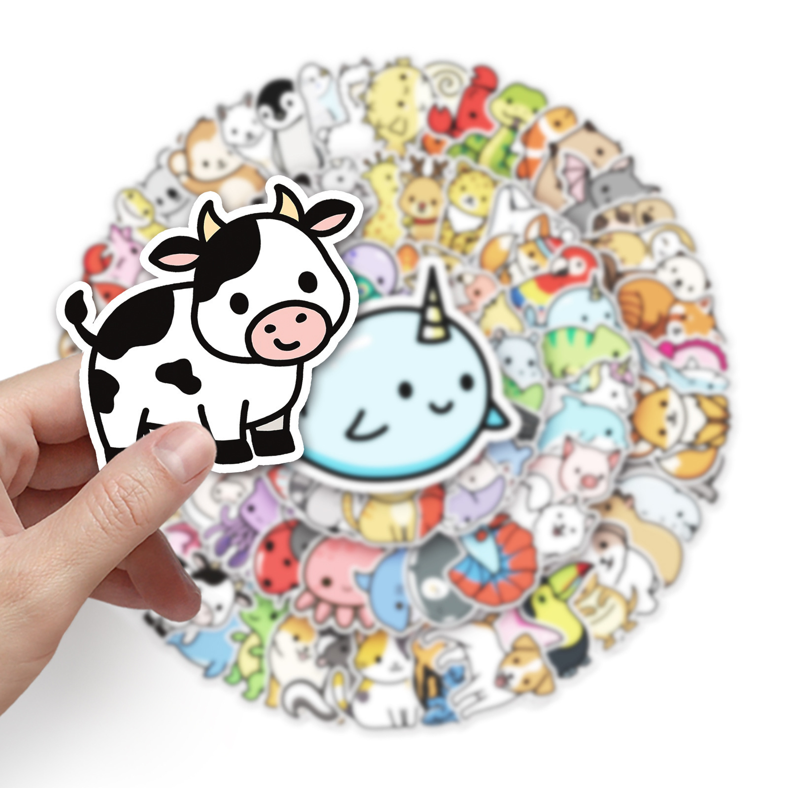 100Pcs Cartoon Animals Cute DIY Trendy Decorative Stickers Ins Luggage Scooter Refrigerator Stickers