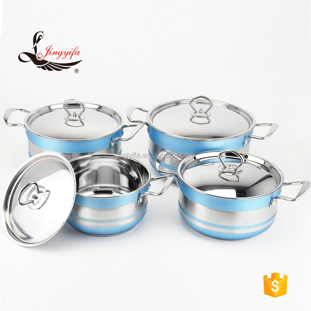 Kitchen Accessories blue color 8PCS super capsule bottom cookware