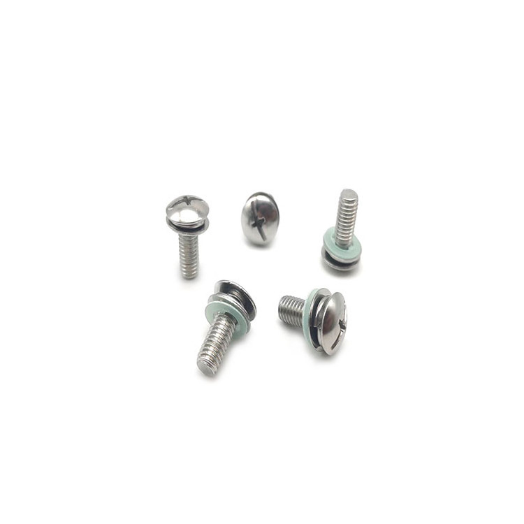 China screw factory cross flat spring washer pan head three combination a2 a4 stainless steel screw