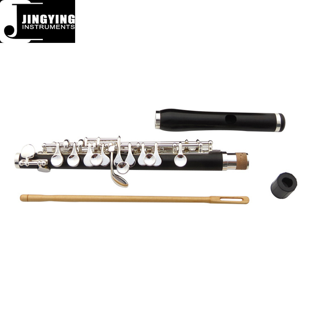 2023 Jingying Music Natural Ebony Body and Mouthpiece White Copper Integrated Key 14 Hole Silver Plated Piccolo