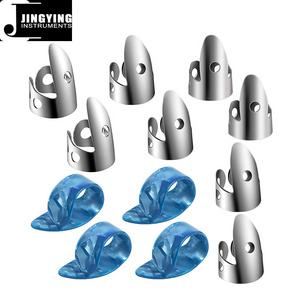 Stainless Steel Guitar Finger Picks Plastic Thumb Picks 12pcs Guitar Finger Thumb Picks for Guitar Banjo Harp Bass Plectrums