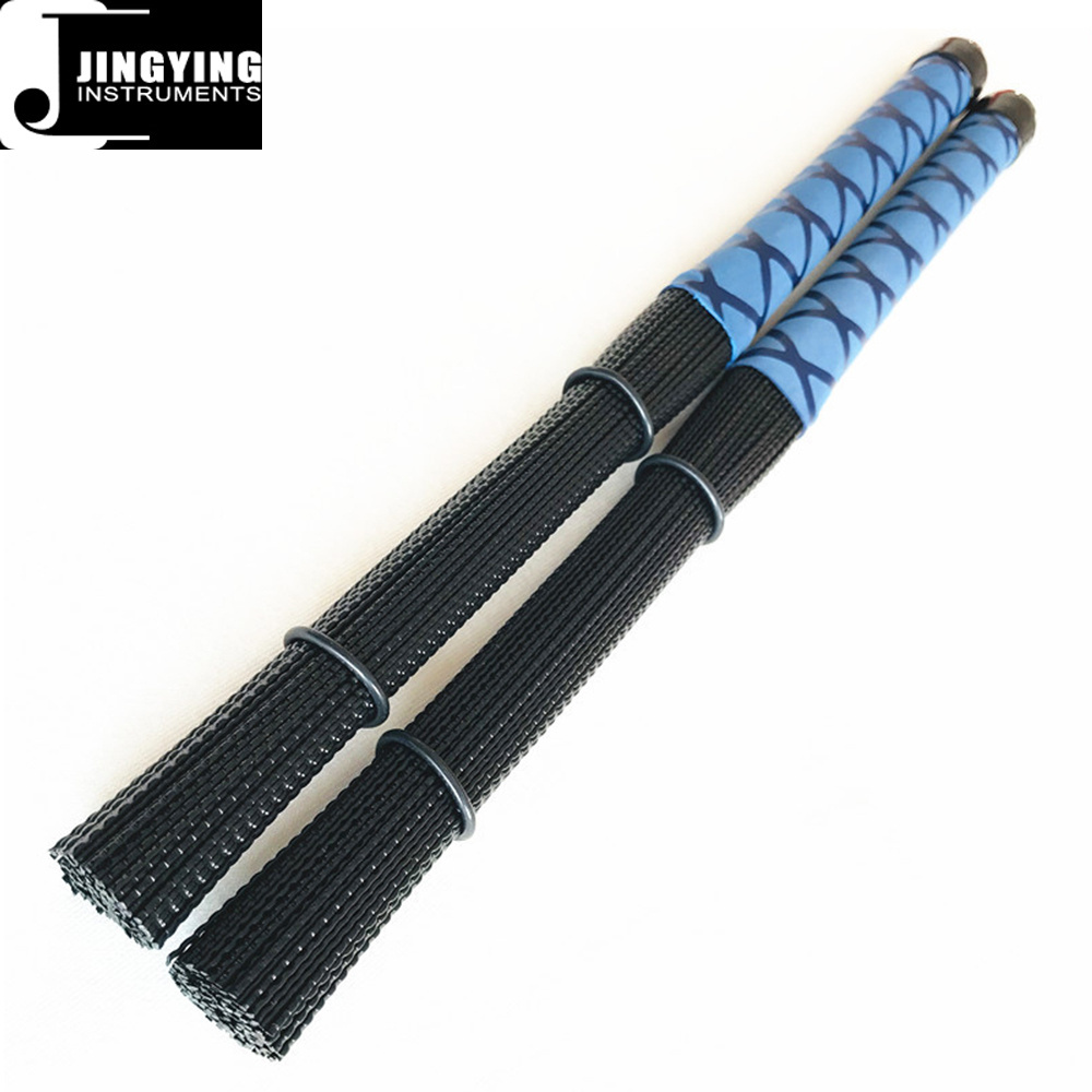 2023 Jingying Music Portable Percussion Instrument Accessories,Black Waved Nylon Drum Stick Brushes PP Bundle Rod for Cajon